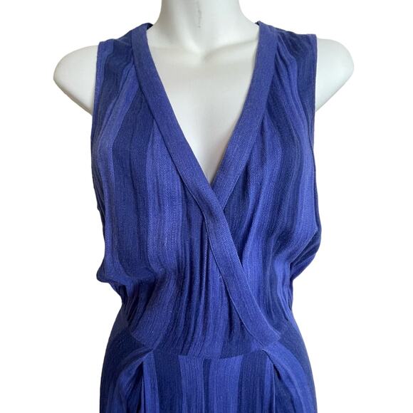 Anthropologie Nomad Morgan Carper Blue Striped Cropped Jumpsuit Size‎ M - Picture 10 of 13